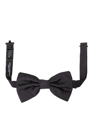 Black Silk Adjustable Neck Men Bow Tie