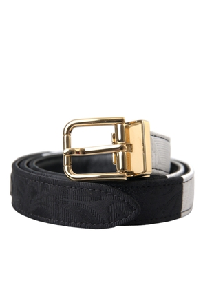 Black White Patchwork Gold Metal Buckle Belt - 70 cm / 28 Inches