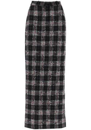 Alessandra rich maxi skirt in boucle fabric with check motif - 38 Black