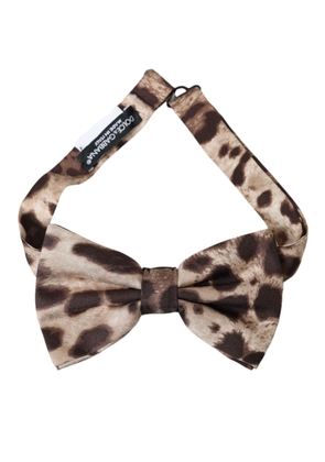 Brown Leopard Silk Adjustable Neck Men Bow Tie