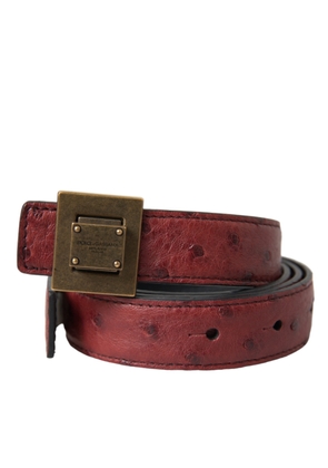 Brown Leather Square Metal Buckle Belt - 85 cm / 34 Inches