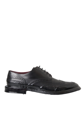 Black Leather Oxford Wingtip Formal Men Shoes - EU41/US8