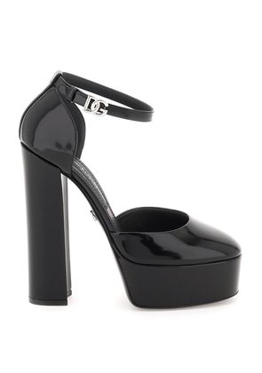 Dolce & gabbana polished leather platform pumps - 39 Black