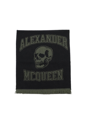 Alexander mcqueen varsity logo wool scarf - OS Black