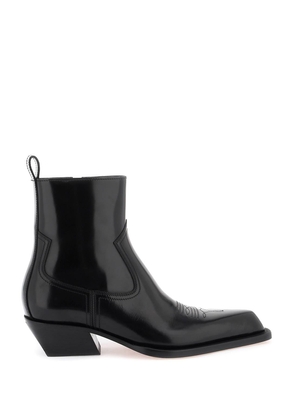 Off-white leather texan ankle boots - 36 Black