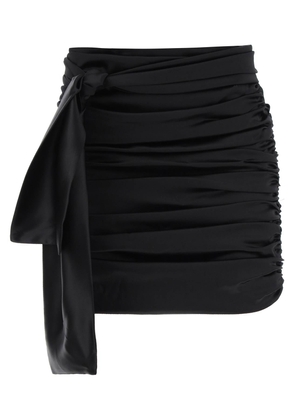 Dolce & gabbana ruched satin mini skirt - 40 Black