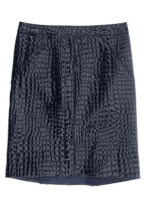 crocodile effect leather skirt - 42 Blue