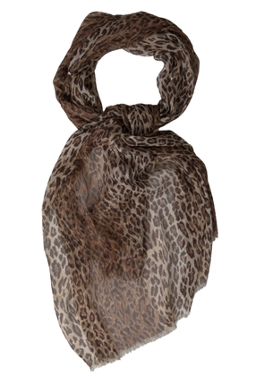 Dolce & Gabbana Brown Leopard Silk Shawl Wrap Foulard Scarf