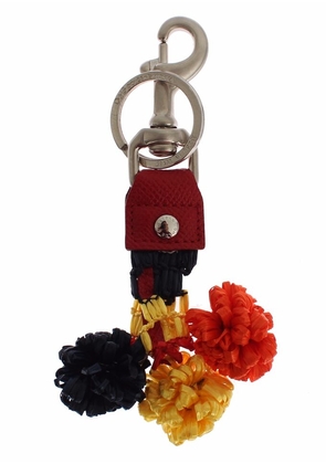 Dolce & Gabbana Multicolor Raffia Leather Clasp Finder Chain Keyring