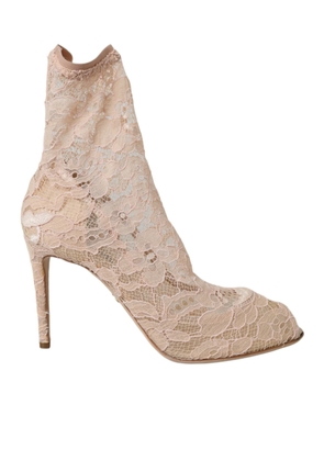 Beige Stretch Taormina Lace Boots Shoes - EU40.5/US10