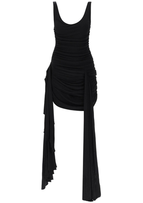 draped mini dress with side trains - 36 Black