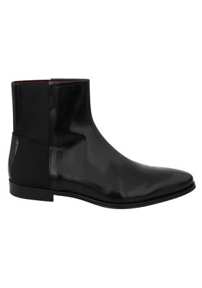 Elegant Black Leather Chelsea Boots - EU39/US6