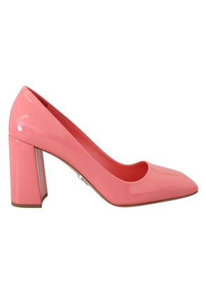 Pink Patent Leather Block Heels Pumps Classic - EU35/US4.5