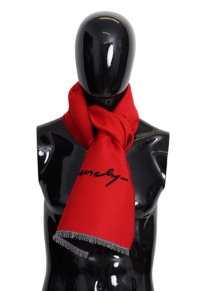 GIVENCHY Red Black Wool Unisex Winter Warm Scarf Wrap Shawl