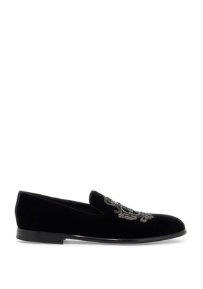 embroidered velvet loafers - 40 Black