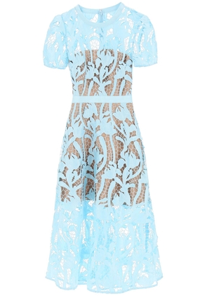 floral lace midi dress - 8 Blue