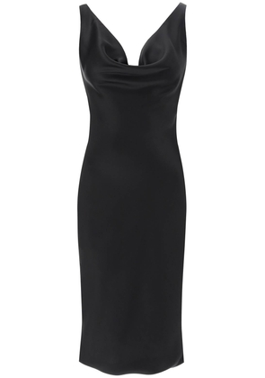 Norma kamali drape neck satin dress - M Black