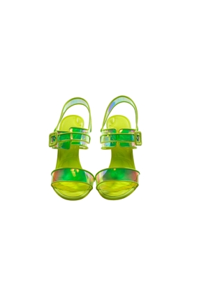 Loubi Duniss 100 Neon Fluoro Yellow Strappy High Heels - EU36.5/US6.5