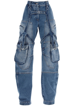 Off-white cargo jeans with harness details - 26 Blue