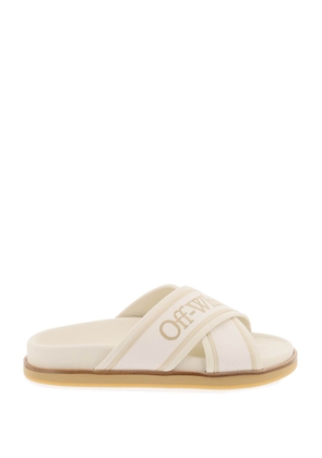 Off-white slides con logo ricamato - 36 Neutro