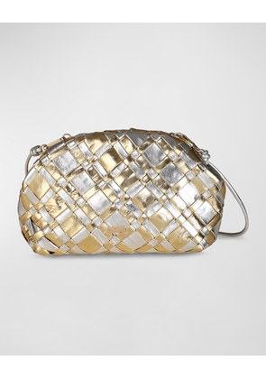 Aya Frame Metallic Leather Clutch Bag