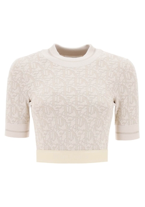 Palm angels monogram cropped top in lurex knit - M Neutro