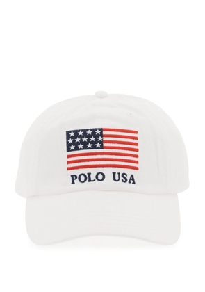 Polo ralph lauren baseball cap in twill with embroidered flag - OS White