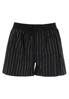 poplin shorts with rhinestones - 40 Black