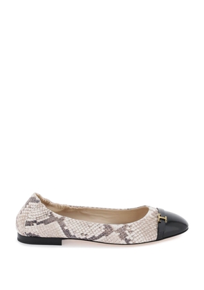 Tods snake-printed leather ballet flats - 35 Black