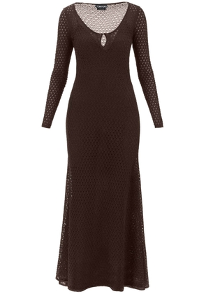 Tom ford maxi abito in maglia lurex traforata - S Brown