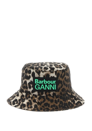 waxed leopard bucket hat - L/XL Brown