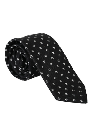 Black Logo Cotton Blend Adjustable Tie