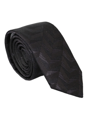 Black Patterned 100% Silk Adjustable Men Tie