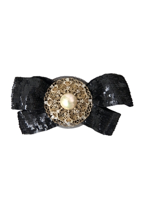 Black Sequin Pearl Handmade Brooch Hair Pin