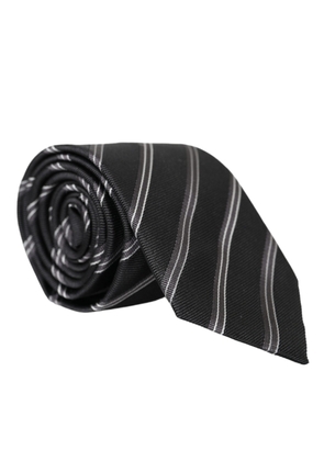 Black White Stripes Silk Adjustable Tie