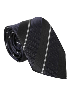 Black White Stripes Silk Adjustable Tie