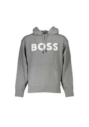 Elegant Gray Hooded Sweatshirt with Logo - S