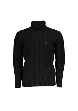 U.S. Grand Polo Elegant Black Turtleneck Twisted Sweater - M