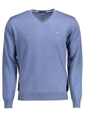 Elegant V-Neck Wool Sweater in Blue - S