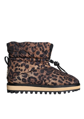 Brown Leopard Ankle Boots Padded Shoes - EU44/US11