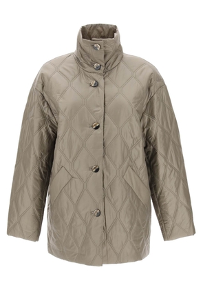 Ganni quilted oversized coat - 34 Khaki