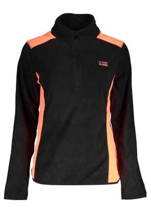 Chic Half-Zip Black Sweatshirt with Contrasting Accents - M