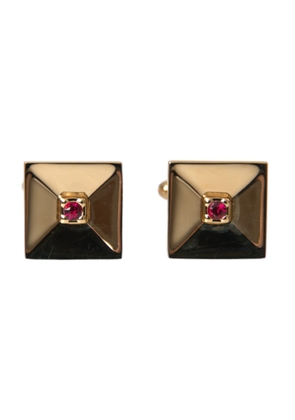 Gold Plated Brass Crystal Square Pin Cufflinks