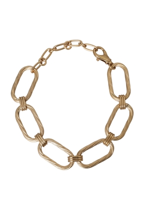 Gold Tone Brass Large Link Chain Jewelry Necklace