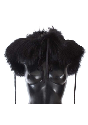 Dolce & Gabbana  Black Fox Fur Shoulder Wrap Cover Collar Scarf - L