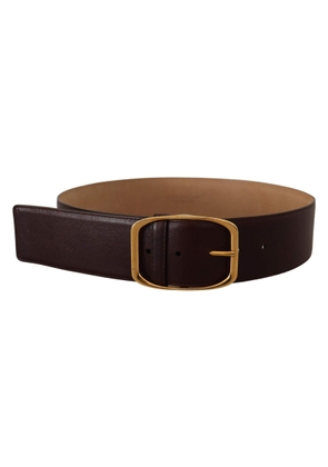 Dolce & Gabbana Dark Brown Leather Gold Metal Buckle Belt - 75 cm / 30 Inches