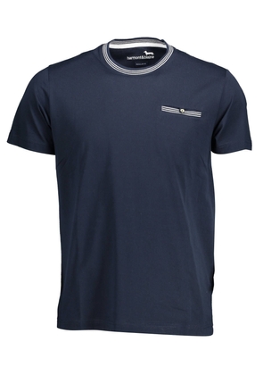 Elegant Crew Neck Pocket Tee in Blue - XL