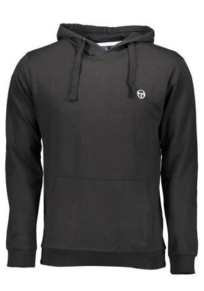 Sergio Tacchini Elegant Black Hooded Sweatshirt with Logo Embroidery - M