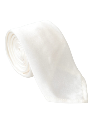 White Silk Blend Adjustable Tie Men