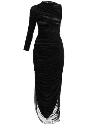 asymmetric mesh dress in italian - 36 Black